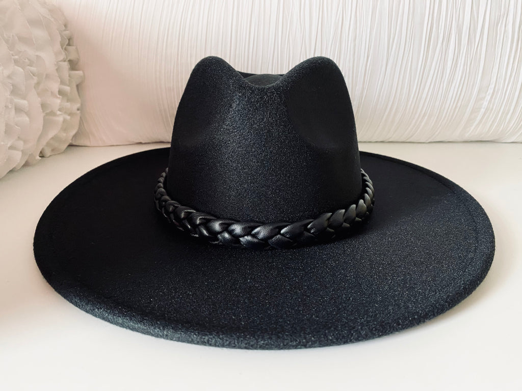 BLACK ROPE FEDORA HAT