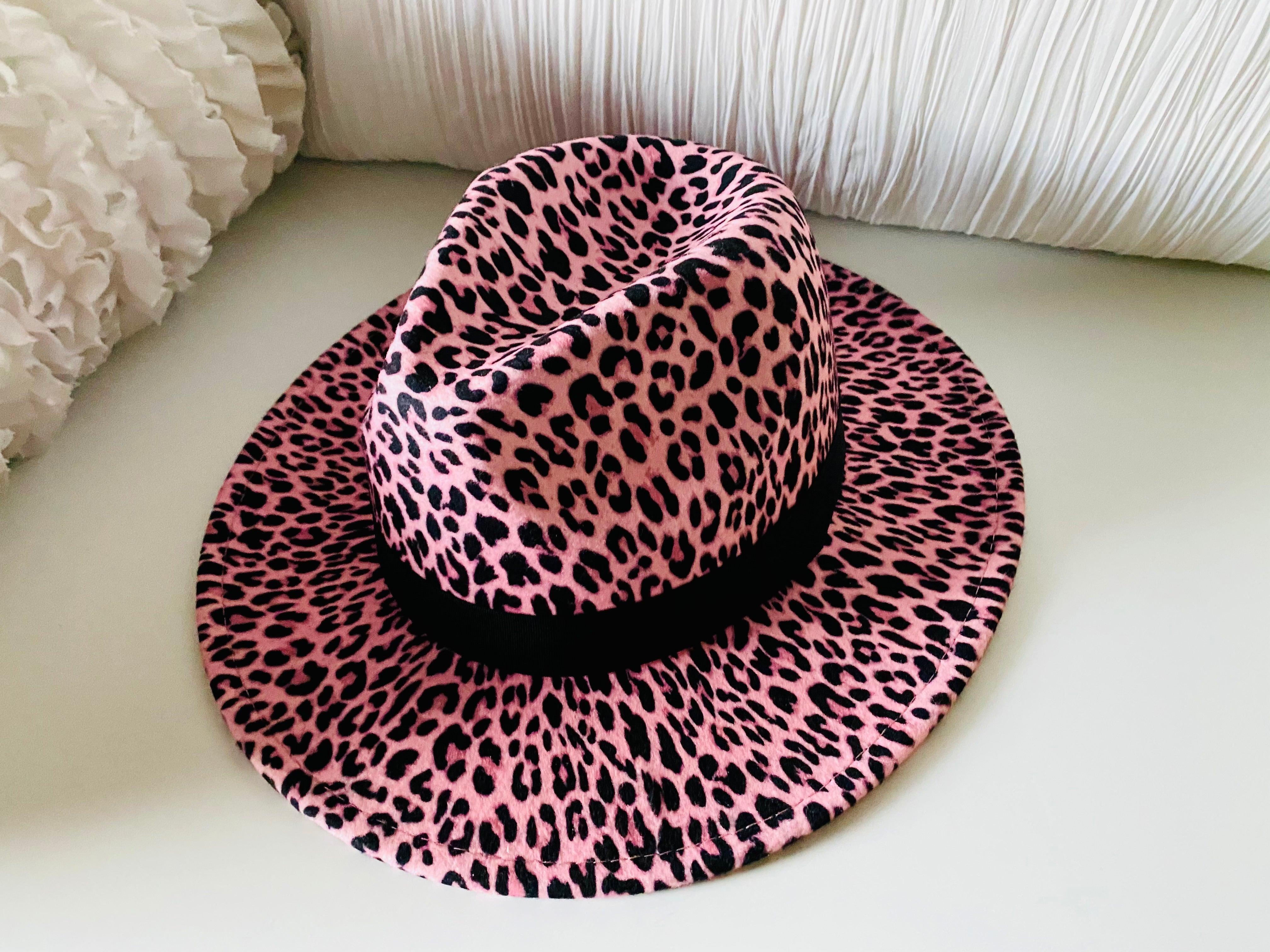 Pretty In Pink Leopard Print Fedora Hat