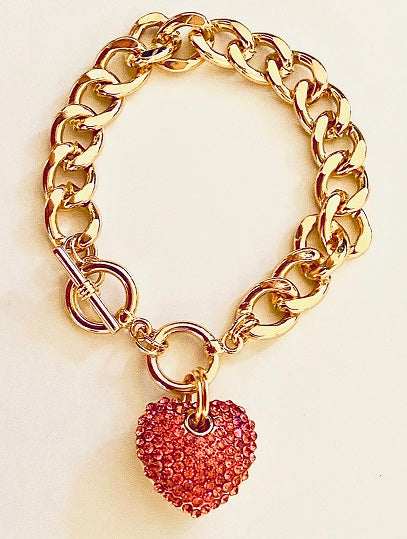 PINK HEART CHARM BRACELET