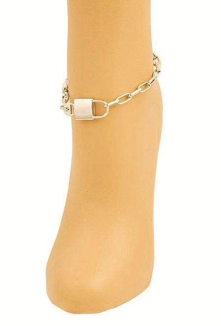 PAD LOCK LINK CHAIN ANKLETS