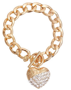 TWO TONE GOLD HEART BRACELET