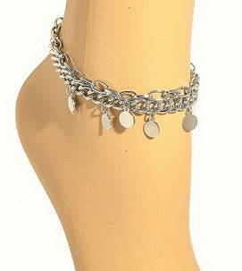 SILVER  DISC CHARM ANKLET